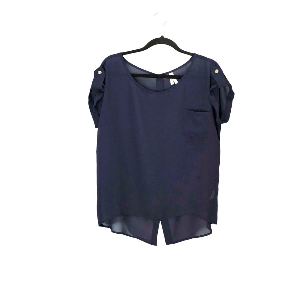 Live 4 Truth Sheer Navy Blouse/Top, Sz L